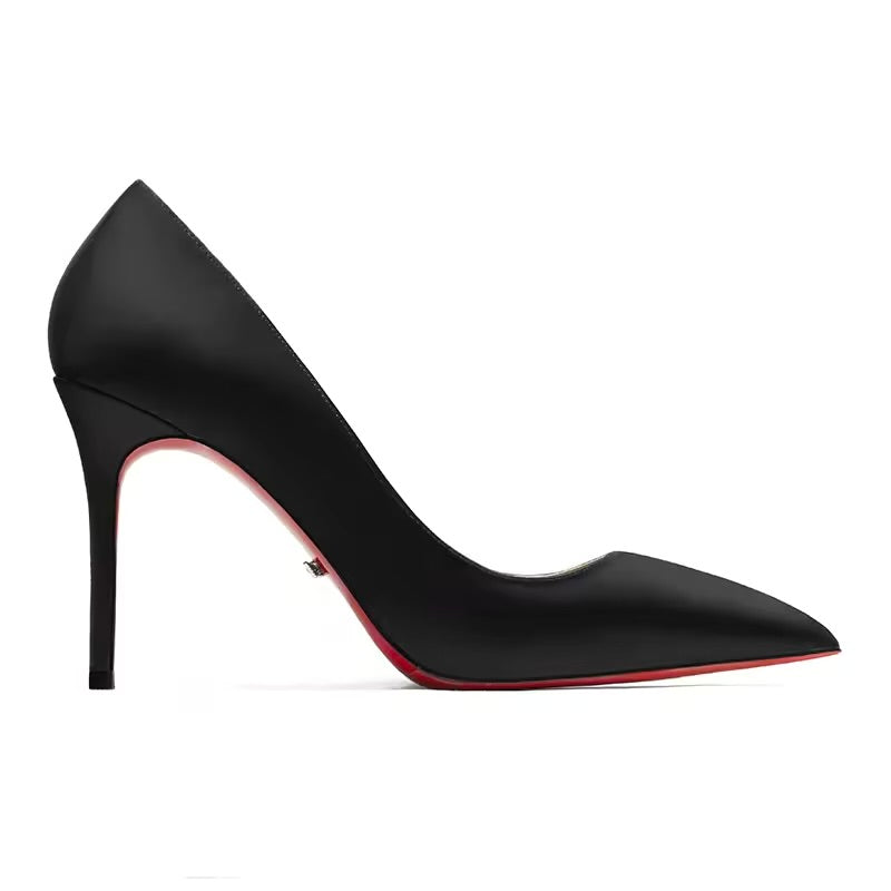 Fiorie Satin Black Heels