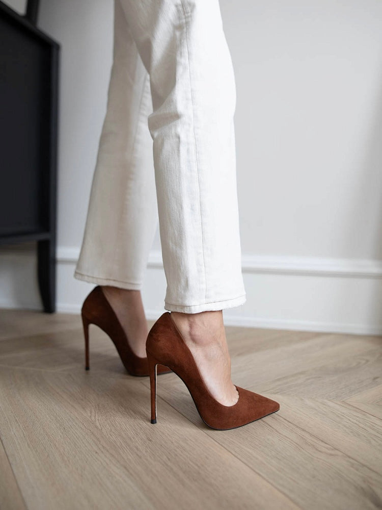 Tabitha Brown Flock Beige Heels