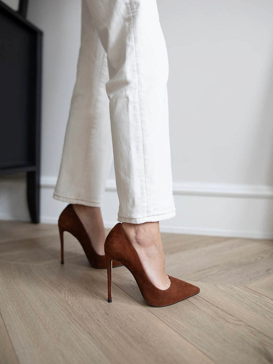Tabitha Brown Flock Beige Heels