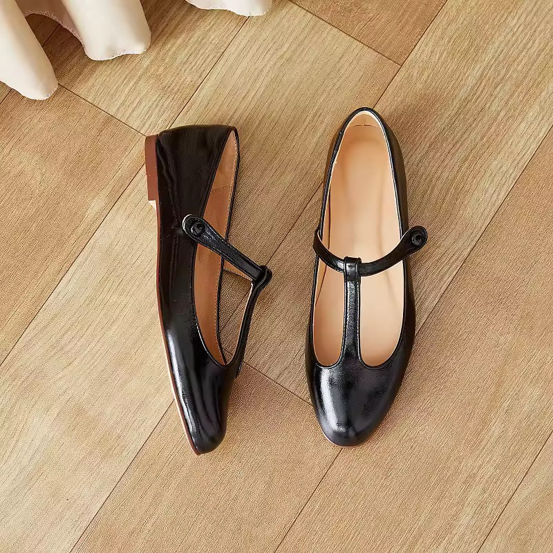 Queen Sheila - Katriel Black Side Buckle Ballet Flats