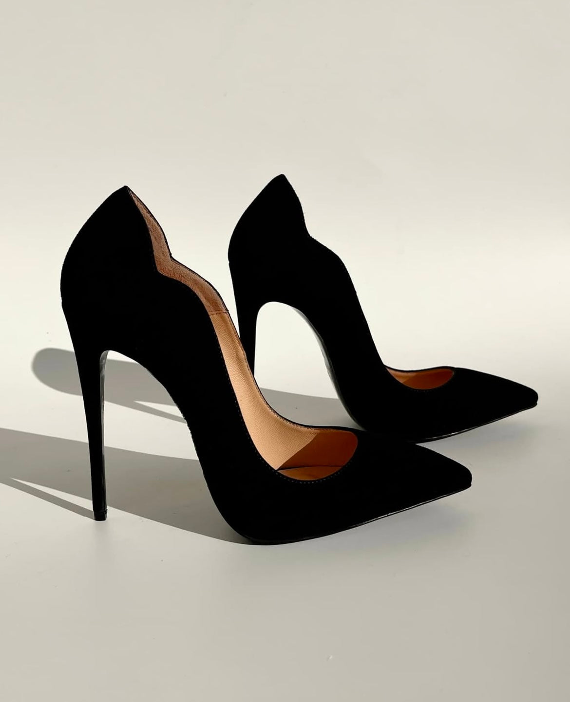 Grace Black Flock Heels