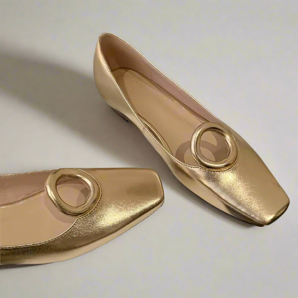 Cyma Gold square toe slip-on ballet flats