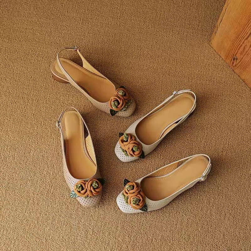 Leticia Apricot Flat Slingback Sandals