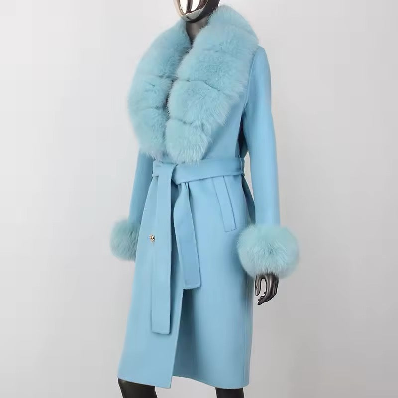 Theodora Blue Cashmere Wool Coat
