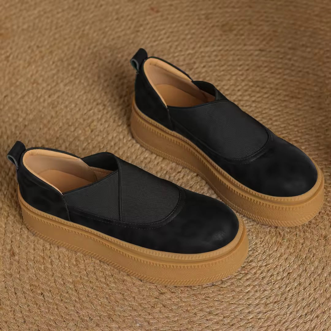 Vera Leopard Leather Platform Loafers