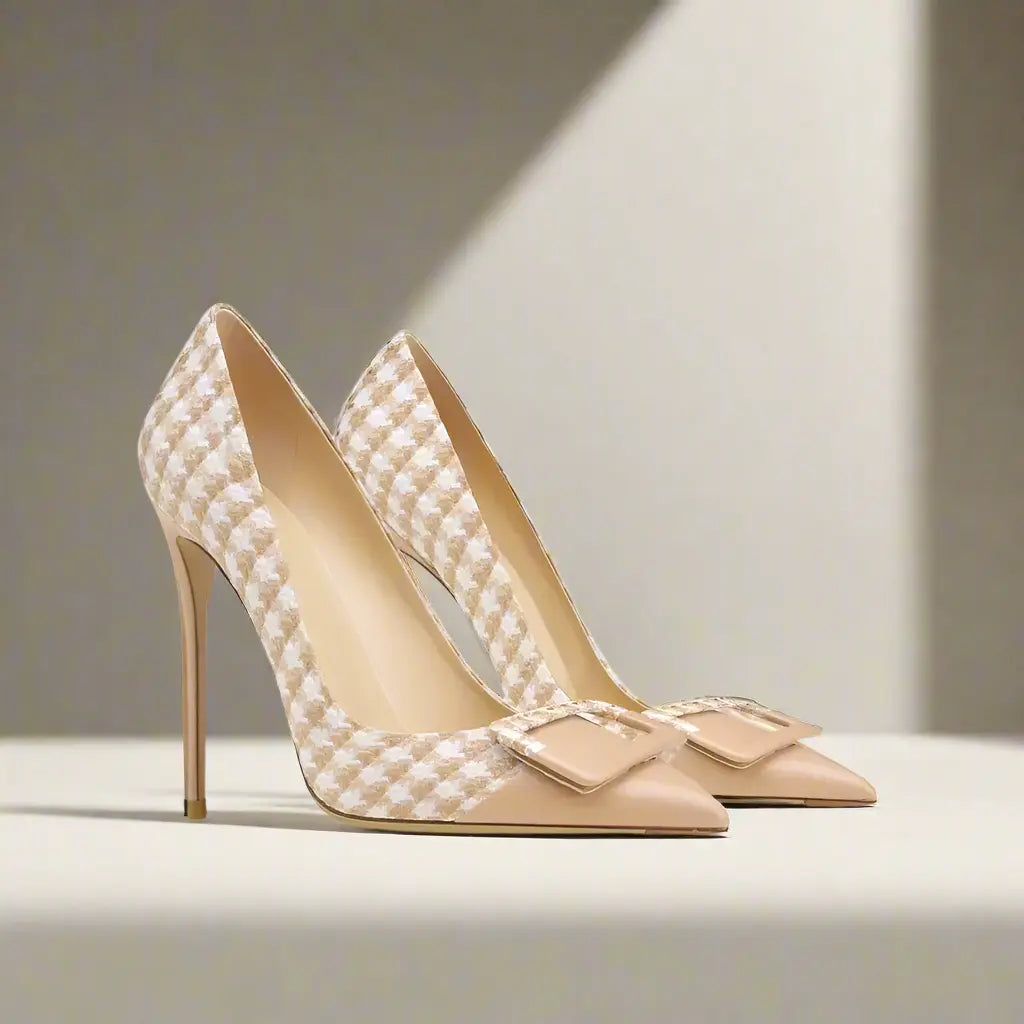 Chika Nude And White High Heels   Queen Sheila Brand