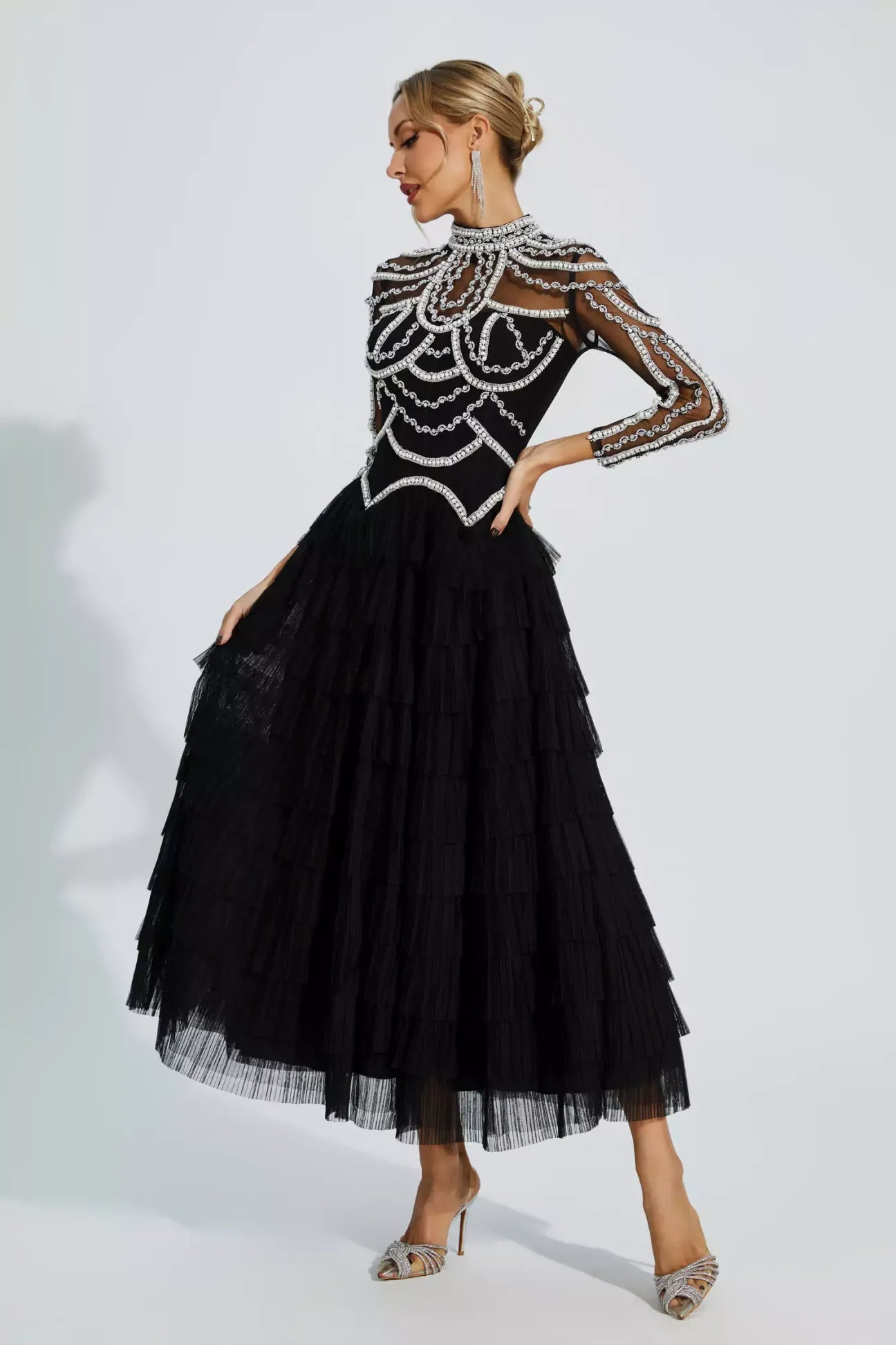 Samantha Black Beading Maxi Dress