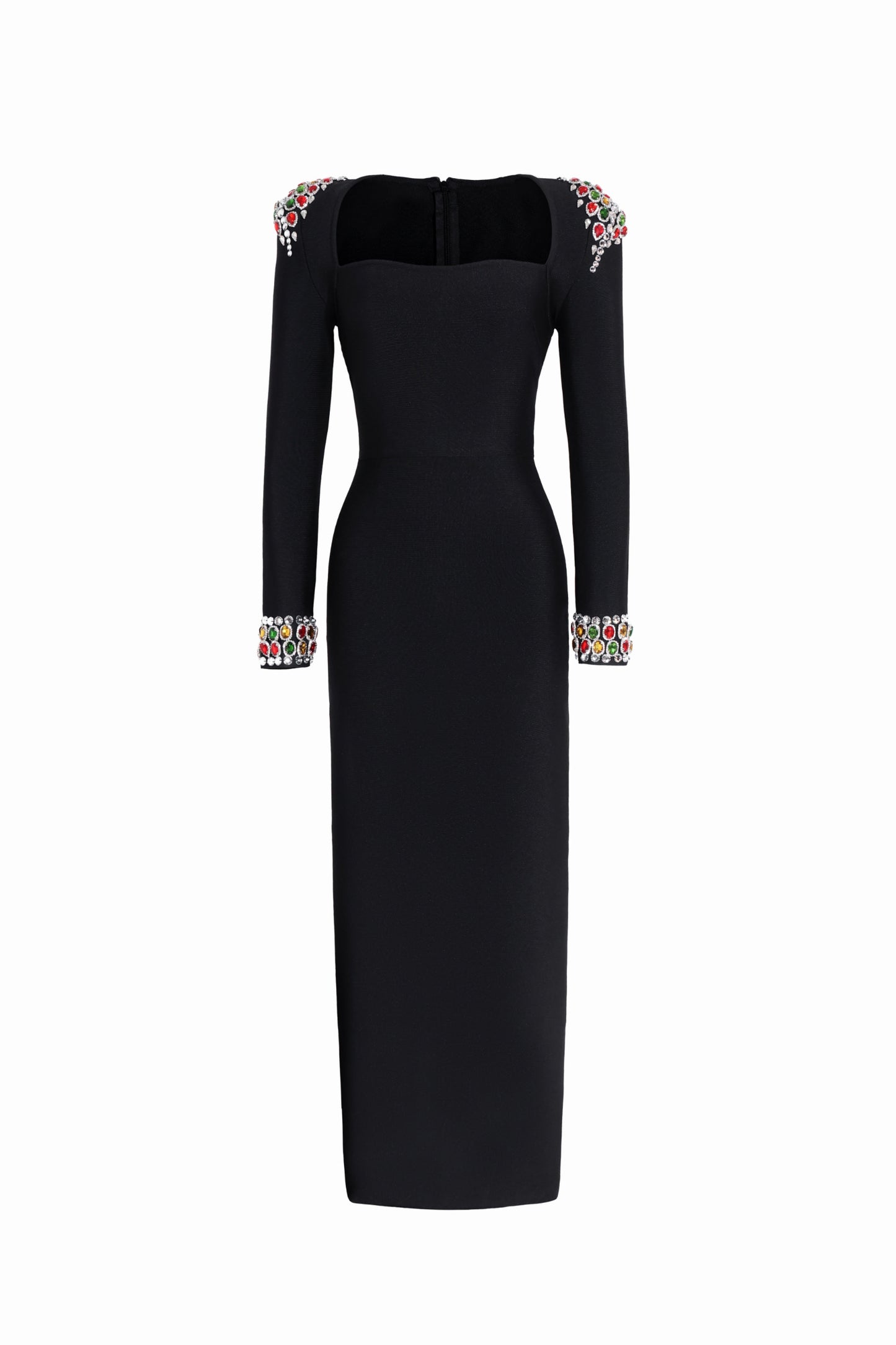 Melinda Black Multi-Color Diamond Bandage Maxi Dress