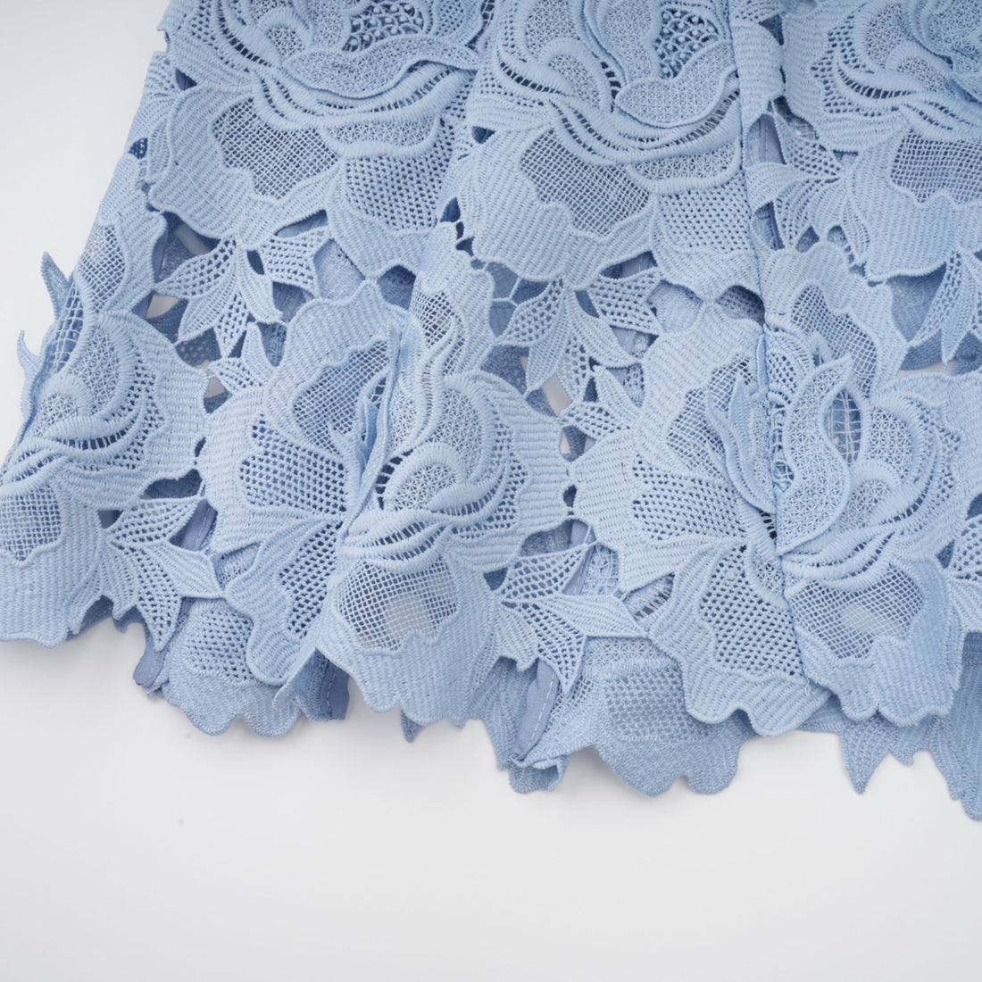 Ailani Blue Floral Applique Lace Midi Dress