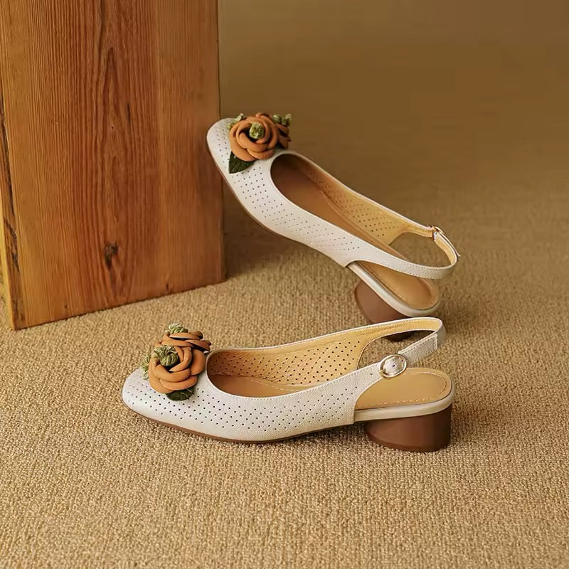 Leticia Apricot Flat Slingback Sandals