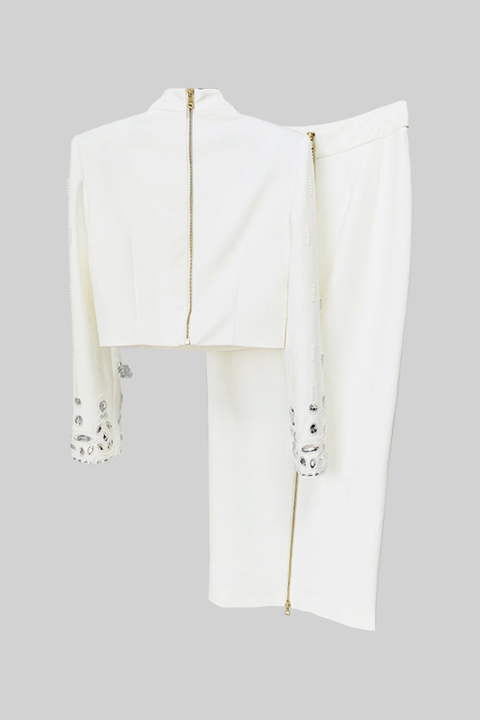 Carmen White Diamond Embellished Two Piece Dress
