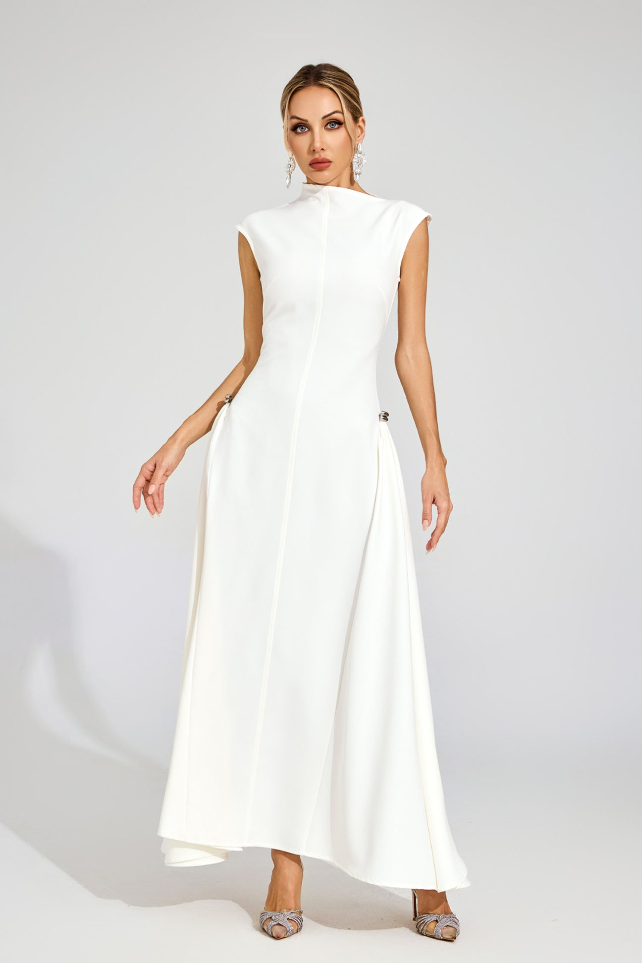 Rachel White Sleeveless Maxi Dress