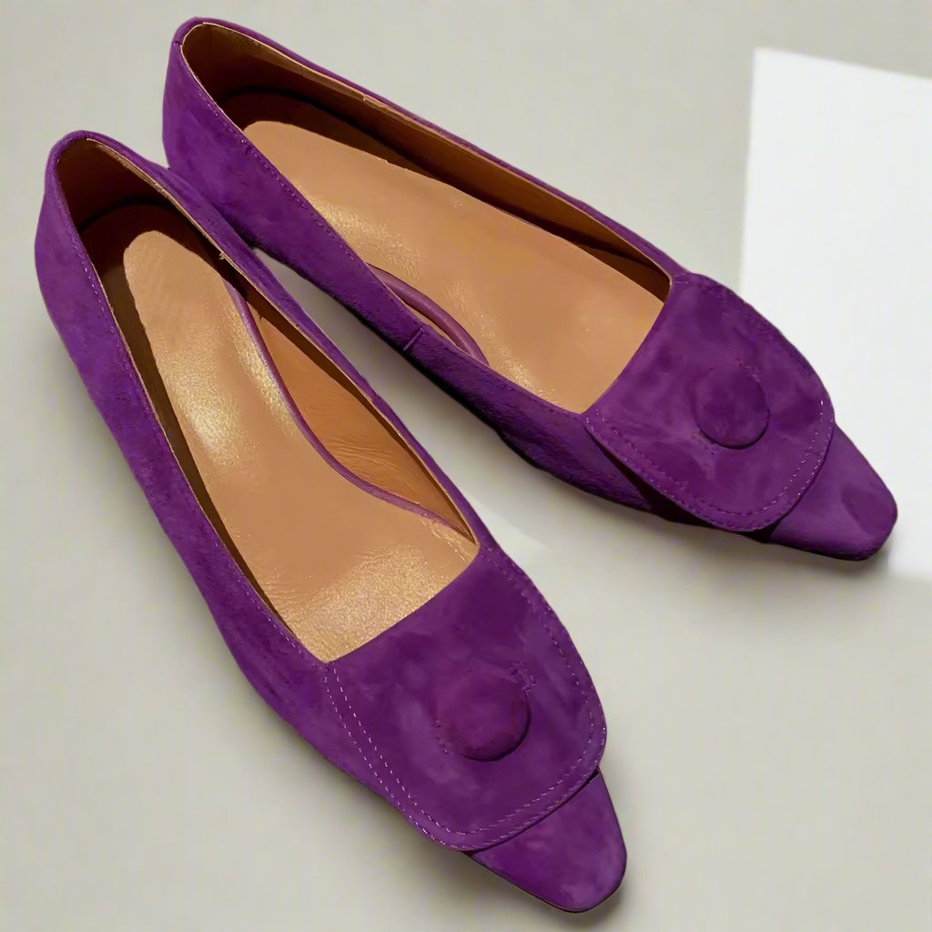 Ariella Purple Metal Buckle Slip-on Flats