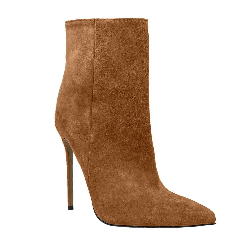 Nala Flock Brown Ankle Boots