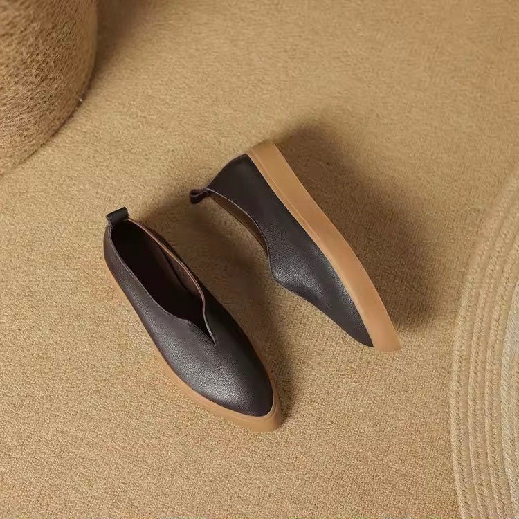Gayle Brown Pointed Leather Loafers