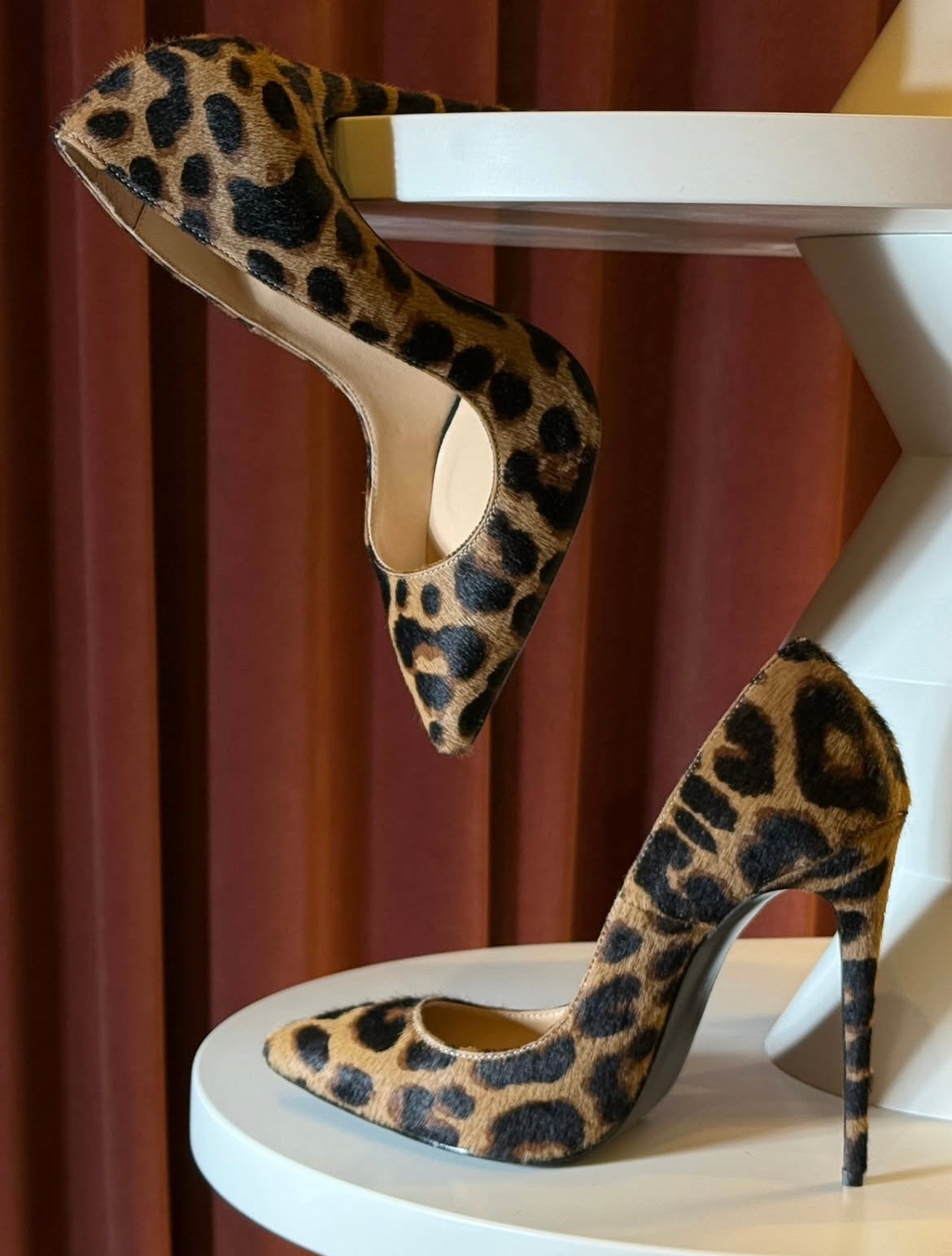 Tabitha Leopard Black Bottom Heels