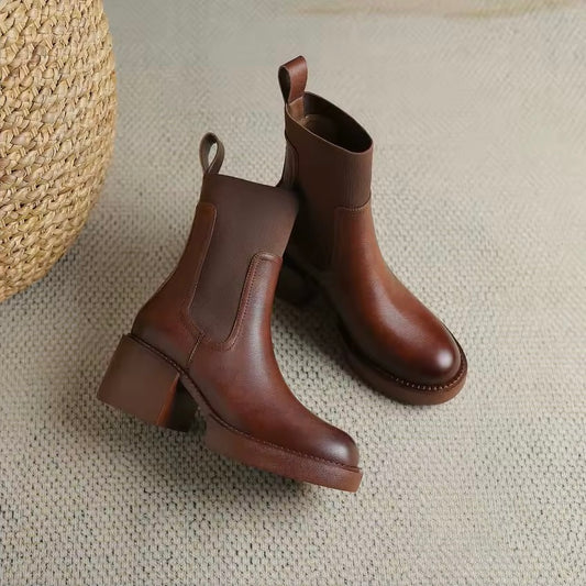 Shiloh Brown Platform Leather Boots