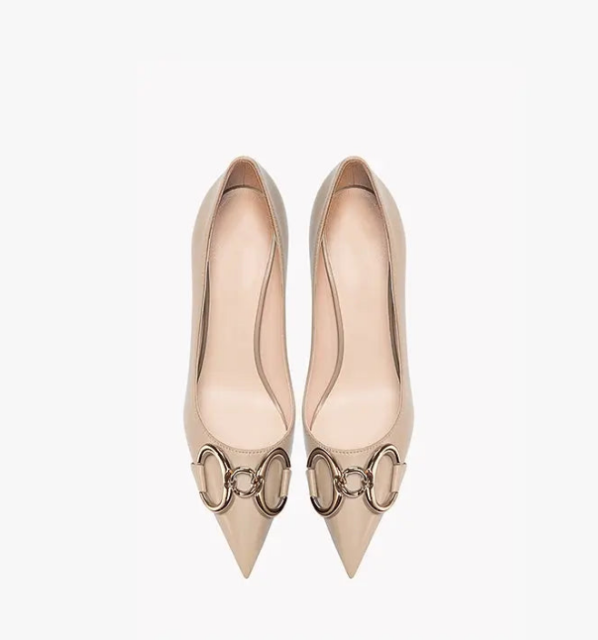 Ellie Leather Nude Heels