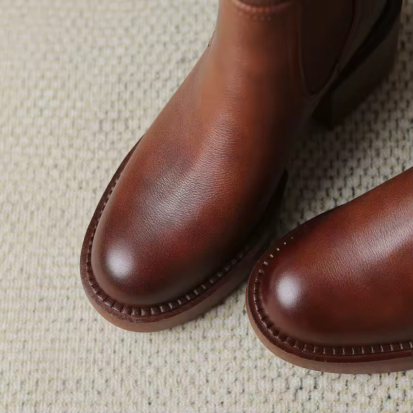 Shiloh Brown Platform Leather Boots
