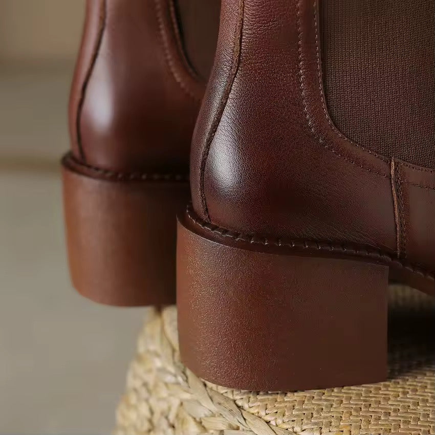 Shiloh Brown Platform Leather Boots