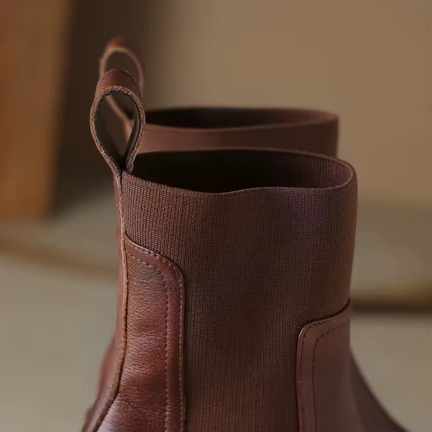Shiloh Brown Platform Leather Boots