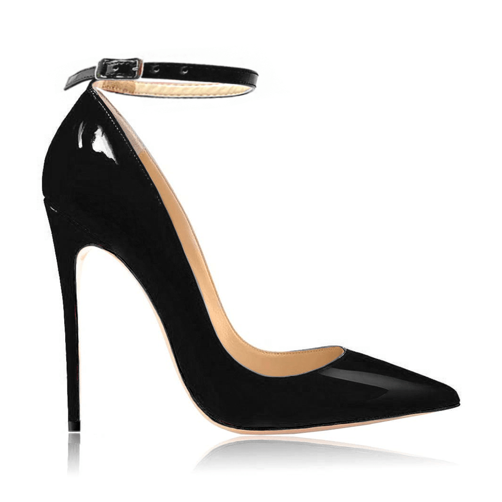 Gabriella Black Strap Patent Leather Heels