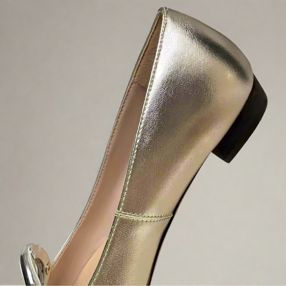 Cyma Silver square toe slip-on ballet flats