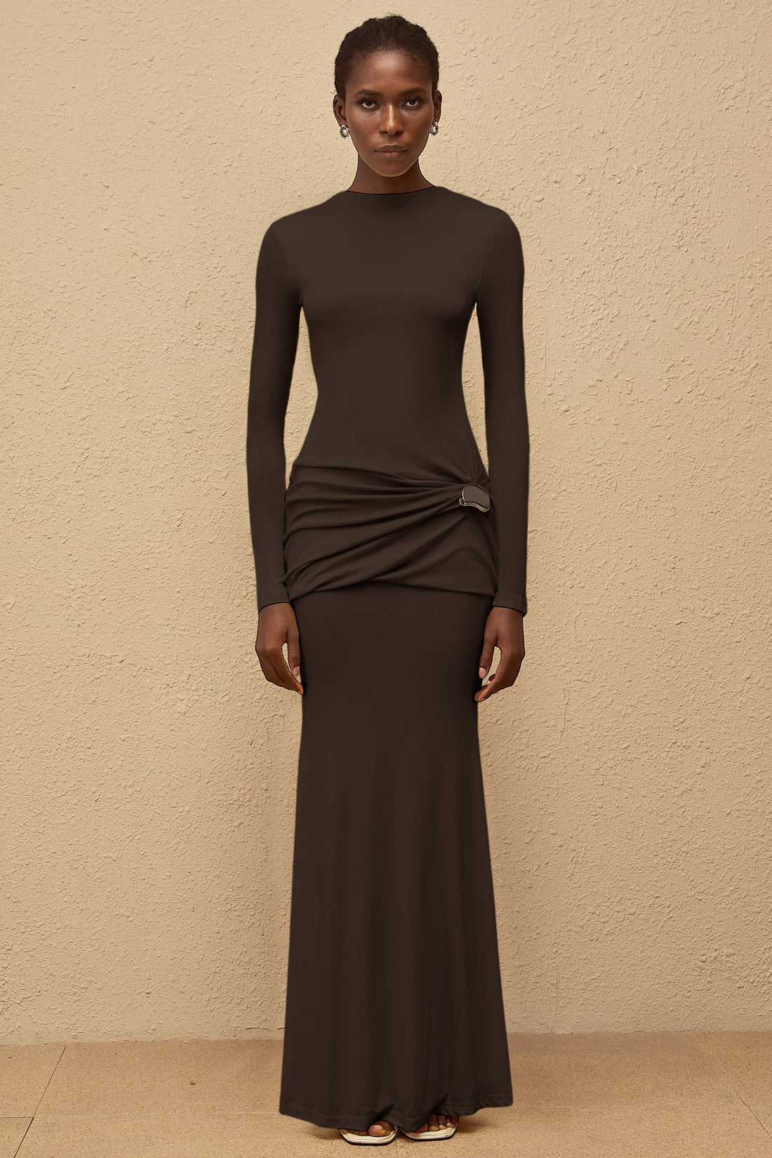 Bonnie Brown Gather Maxi Dress