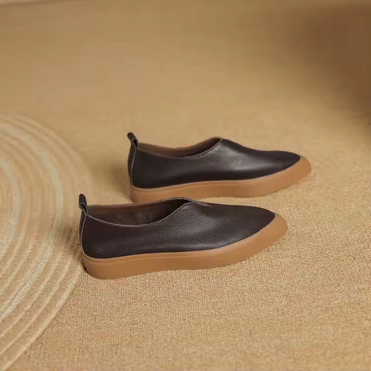Gayle Brown Pointed Leather Loafers