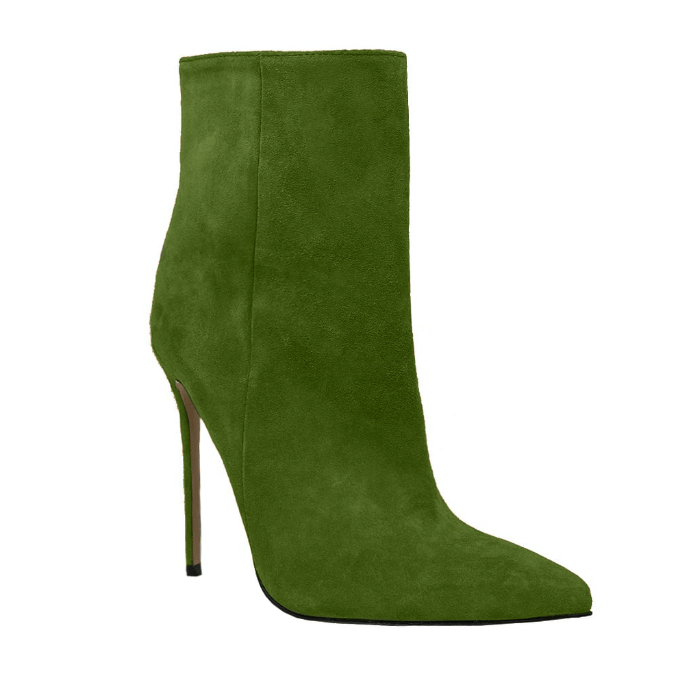 Nala Flock Green Ankle Boots