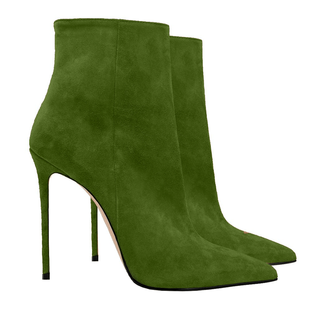 Nala Flock Green Ankle Boots