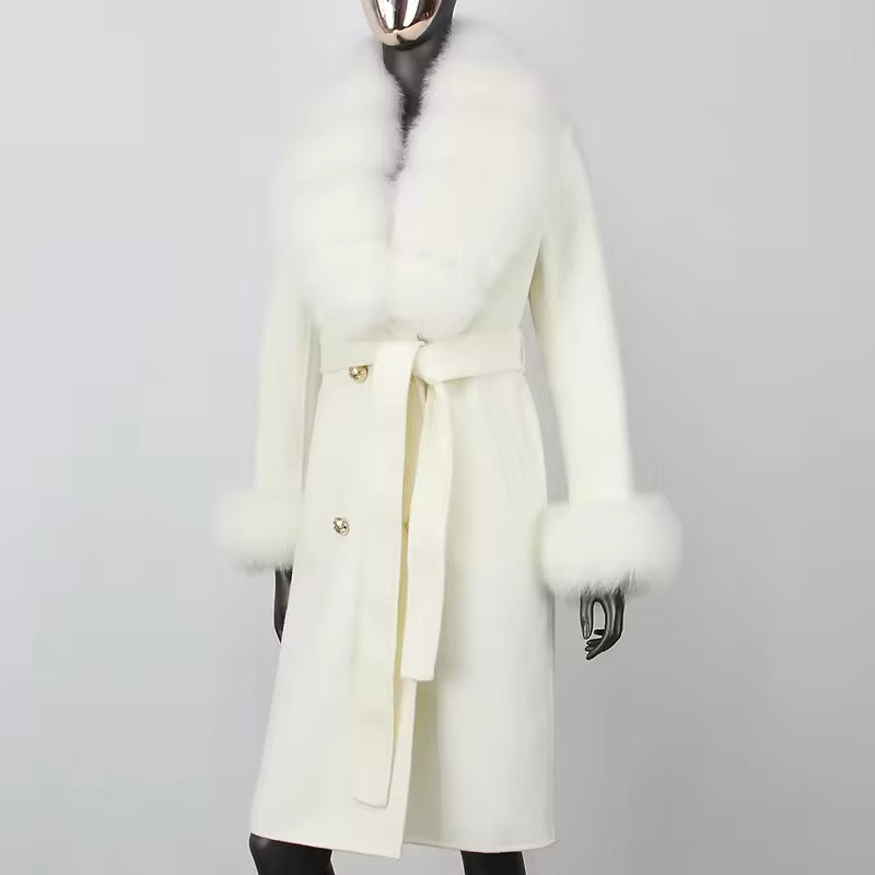 Theodora White Cashmere Wool Coat