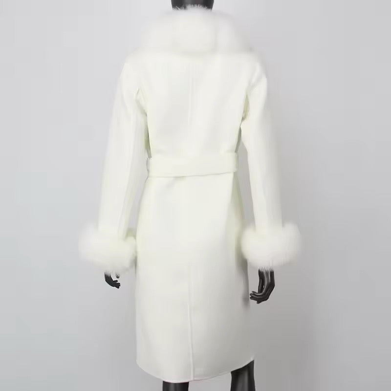 Theodora White Cashmere Wool Coat
