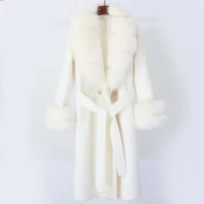 Theodora White Cashmere Wool Coat