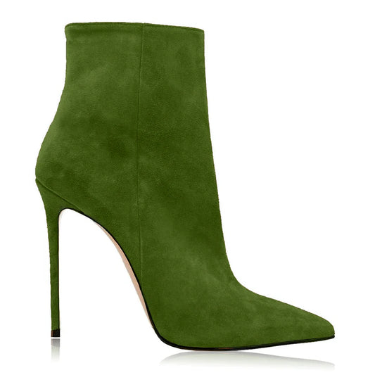Nala Flock Green Ankle Boots