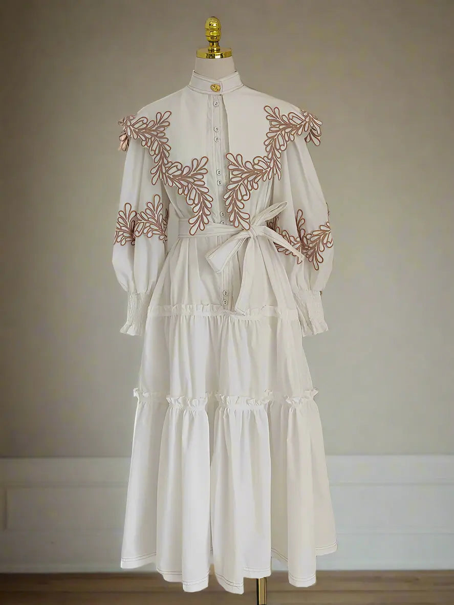 Ariel White Long Sleeve Casual Dress- Queen Sheila Brand