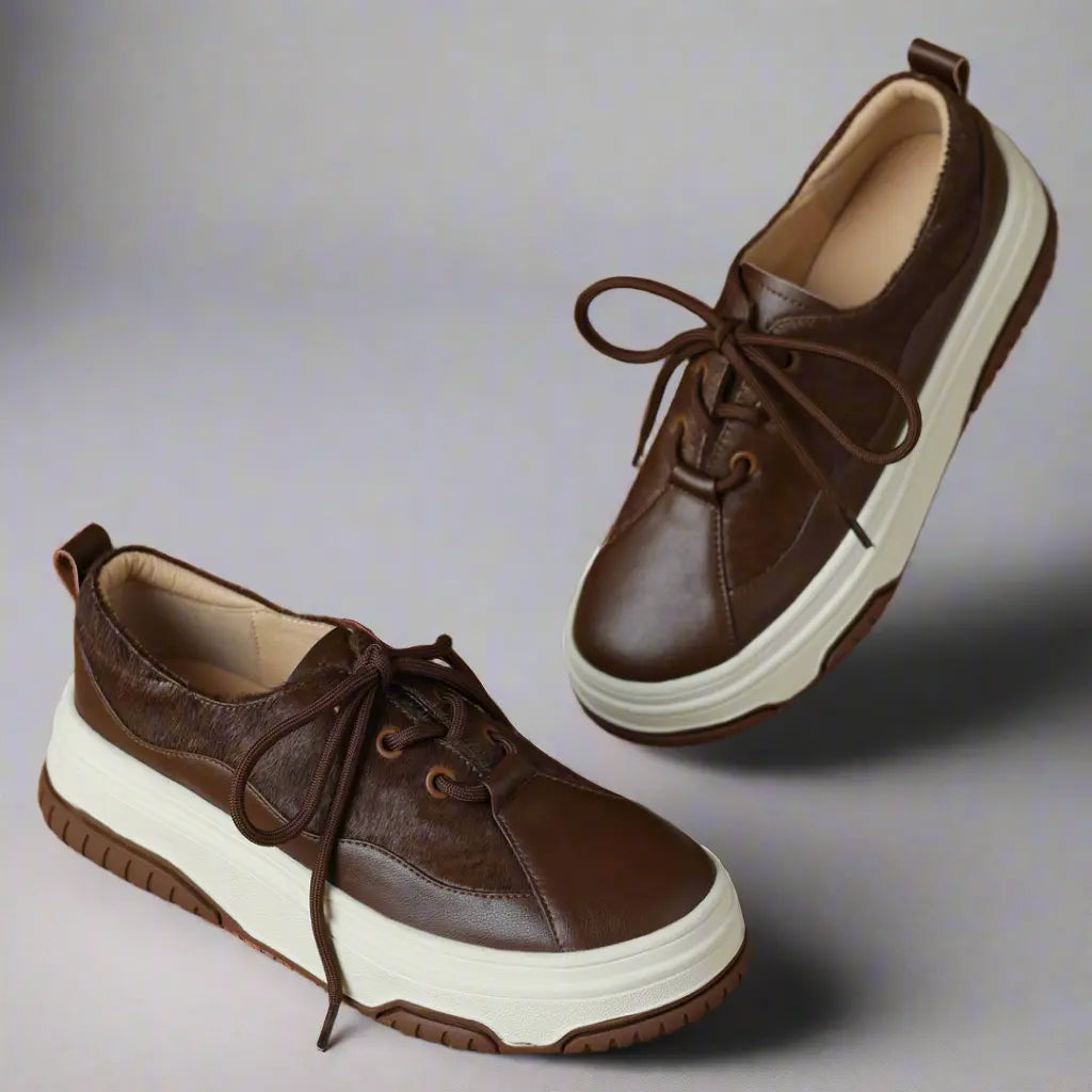 Monalisa Brown Leather Sneaker - Queen Sheila Brand