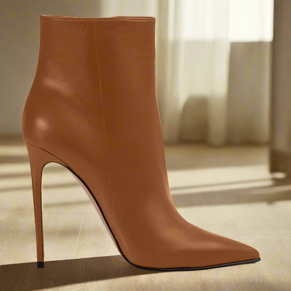 Nala Brown Leather Ankle Boots
