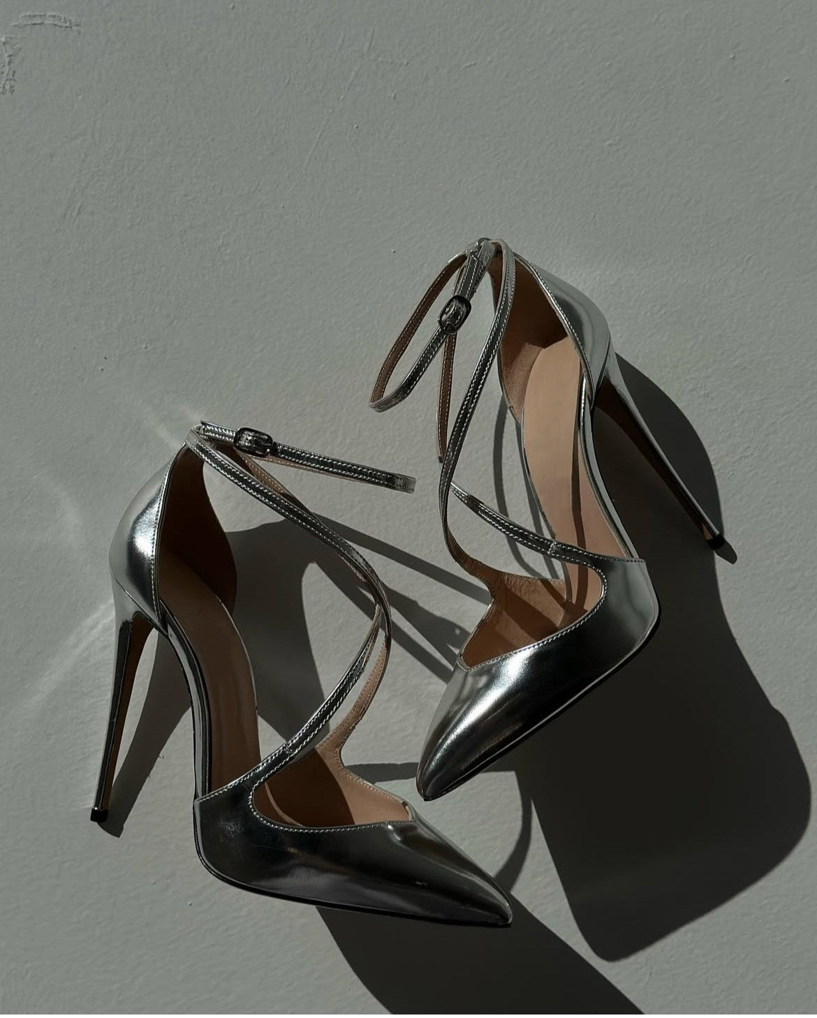 Isabelle Silver Cross Strap Heels