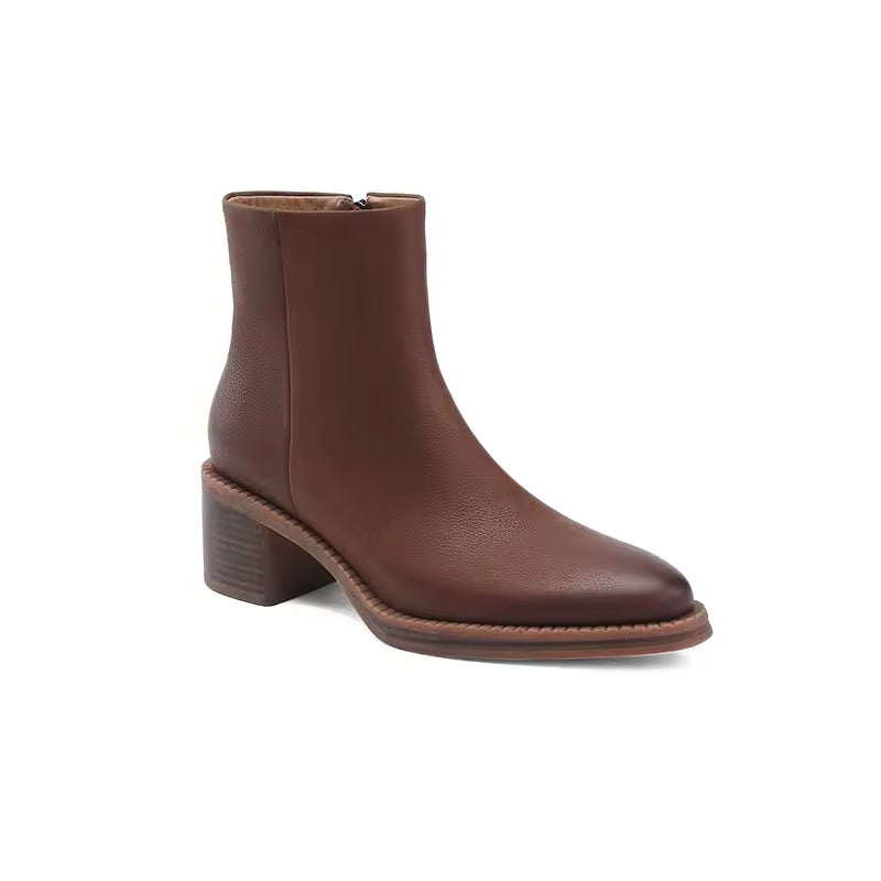 Anna Brown Leather Ankle Boot