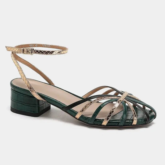 Jamal Green & Gold Flat Sandals - Queen Sheila Brand