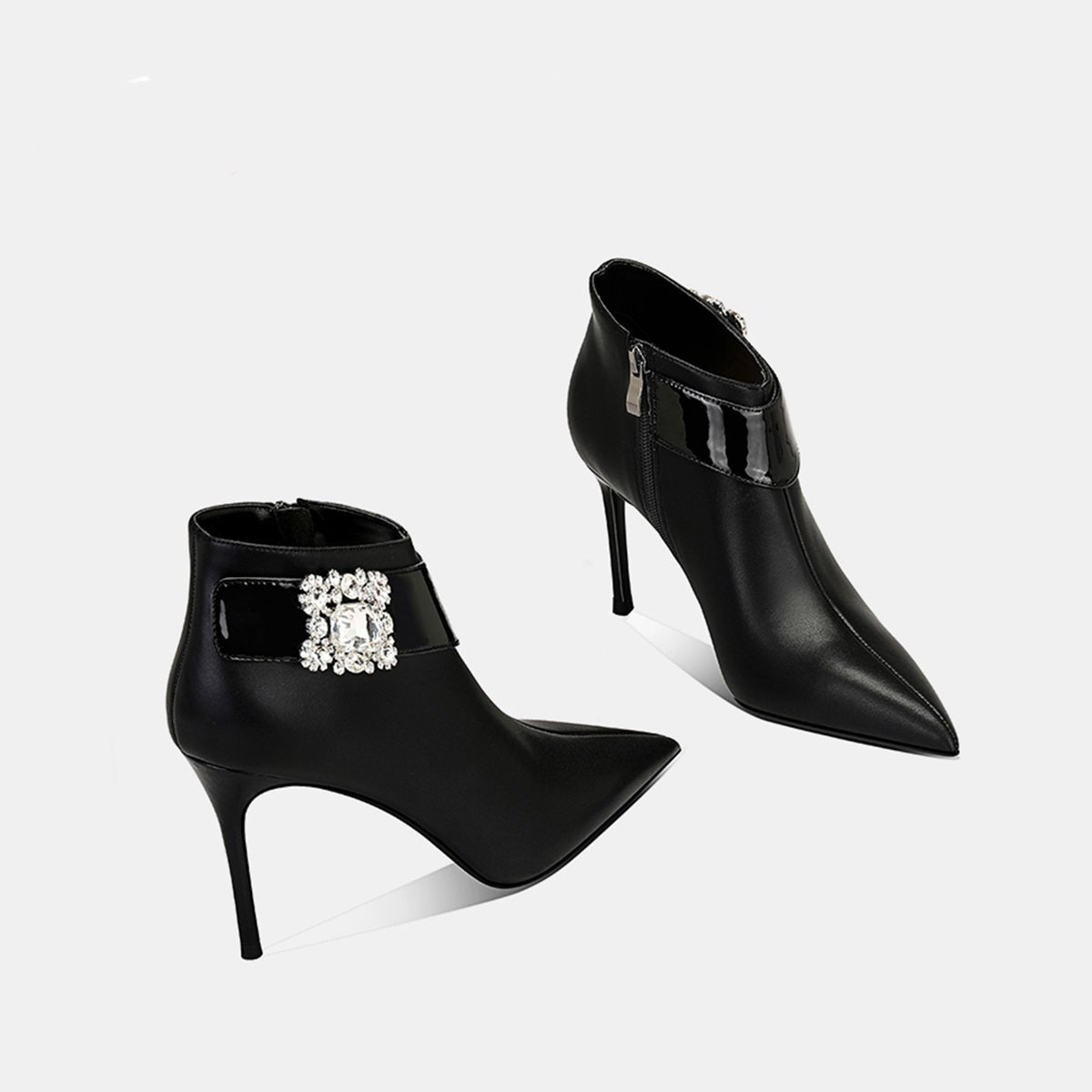 Oriana Embellished Matt Black Ankle Boots