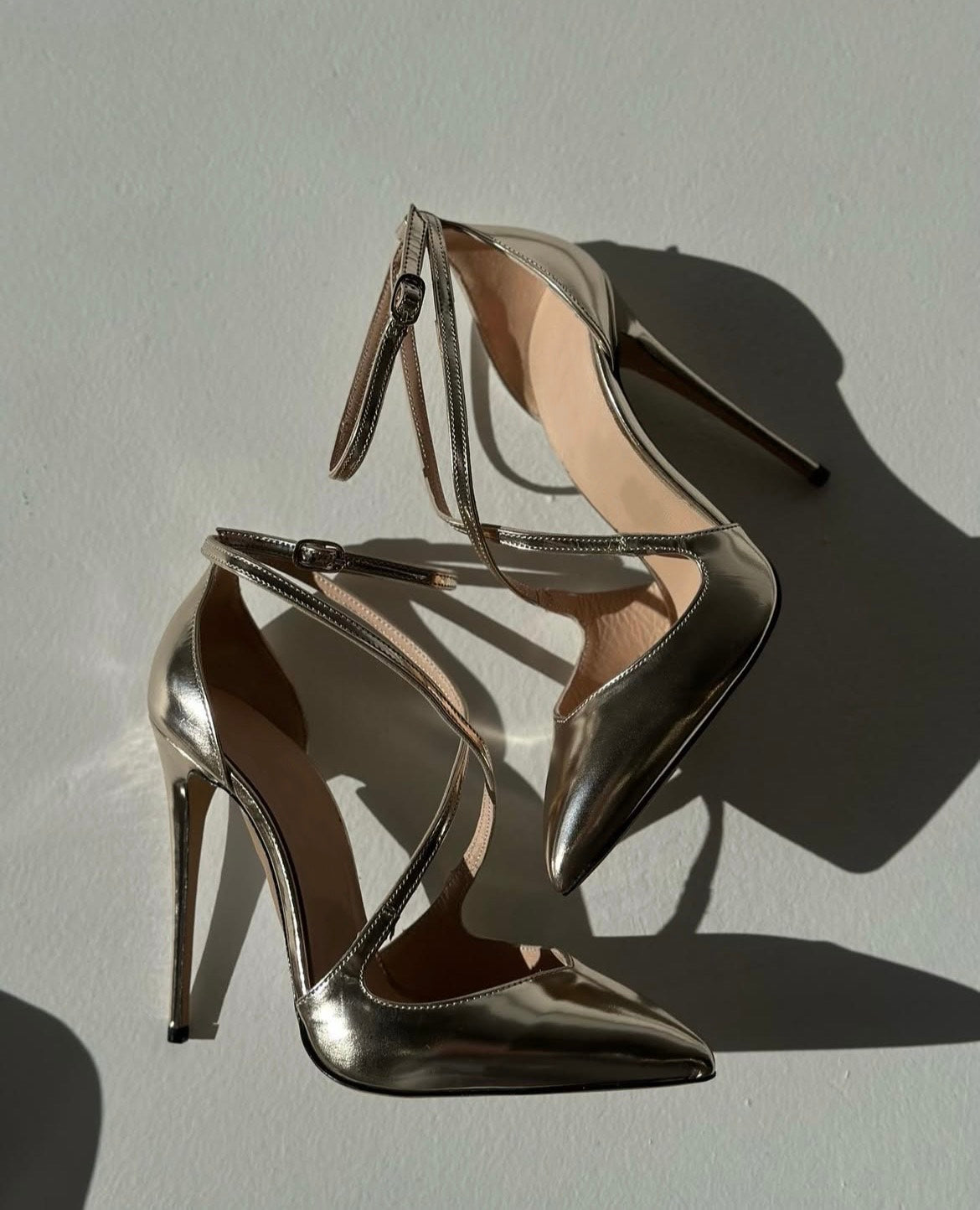Isabelle Gold Cross Strap Heels