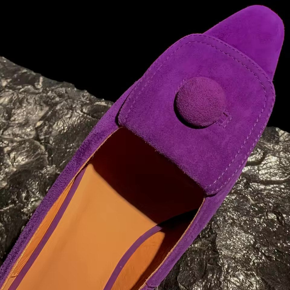 Ariella Purple Metal Buckle Slip-on Flats