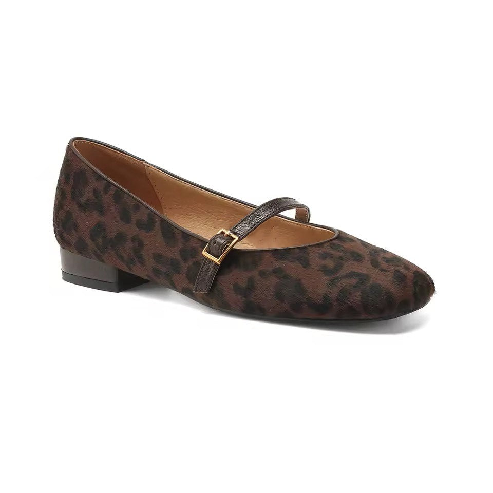 Chloe Brown Animal Print Ballet Flats