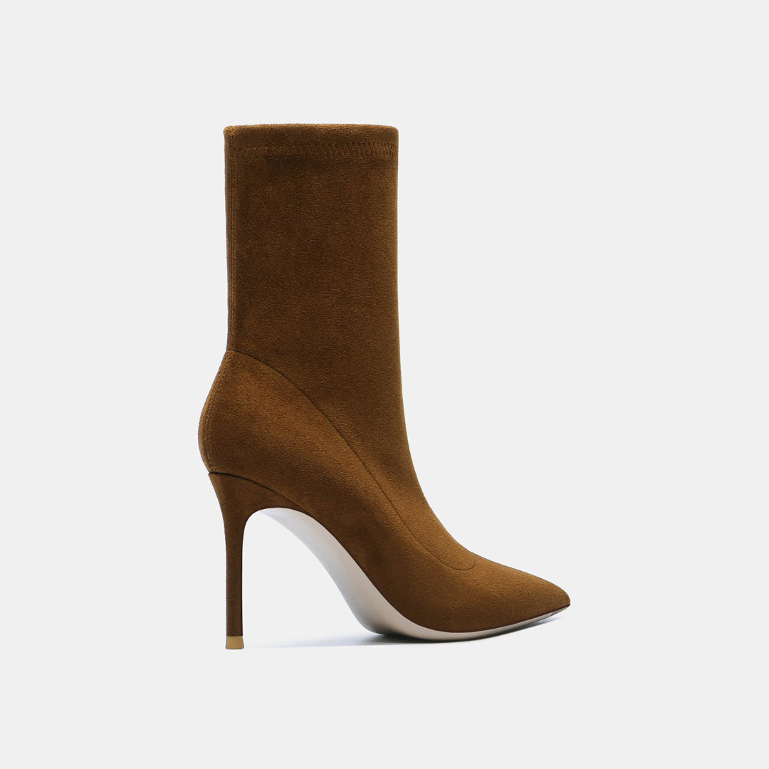 Daisy Coffee Mid-Calf Leather Boots