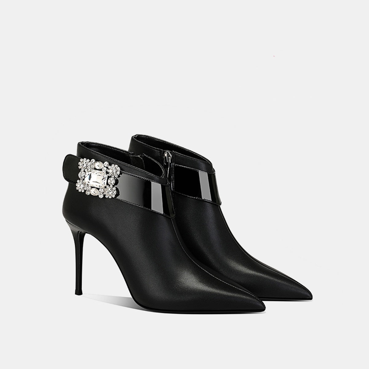 Oriana Embellished Matt Black Ankle Boots