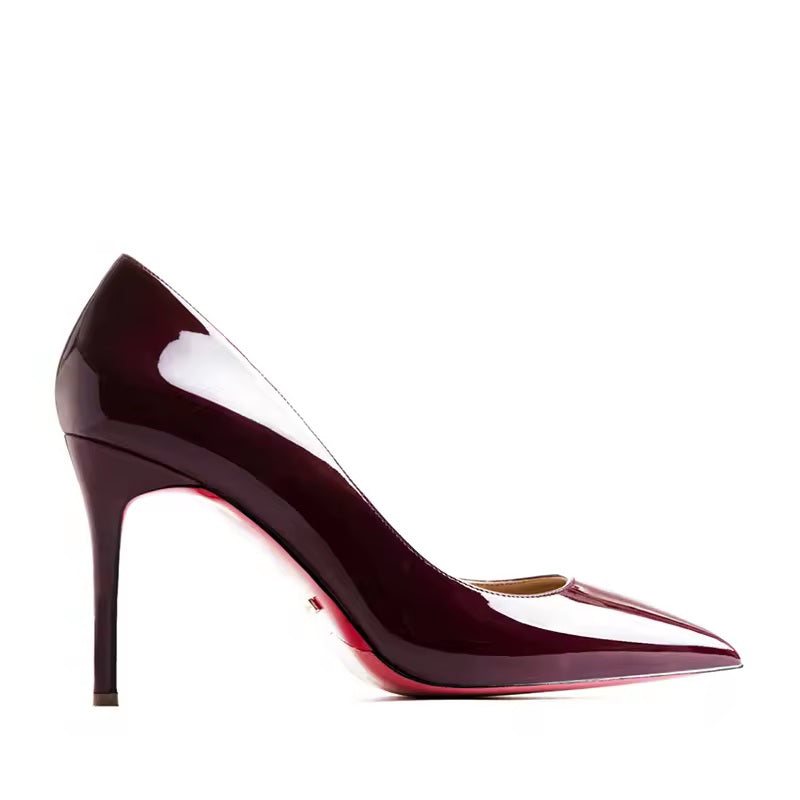 Tatianna Burgundy Heels - Red Bottom