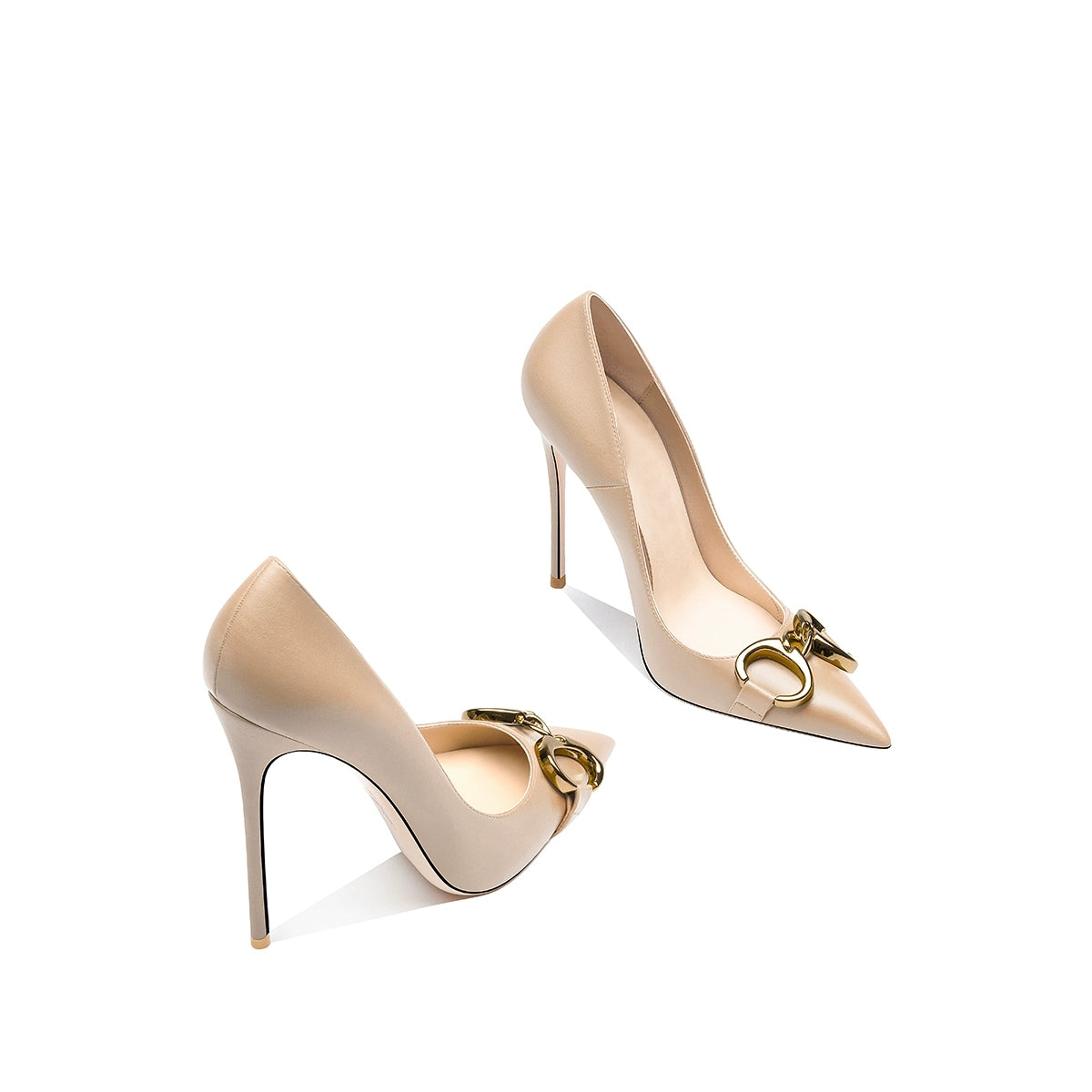 Ellie Leather Nude Heels
