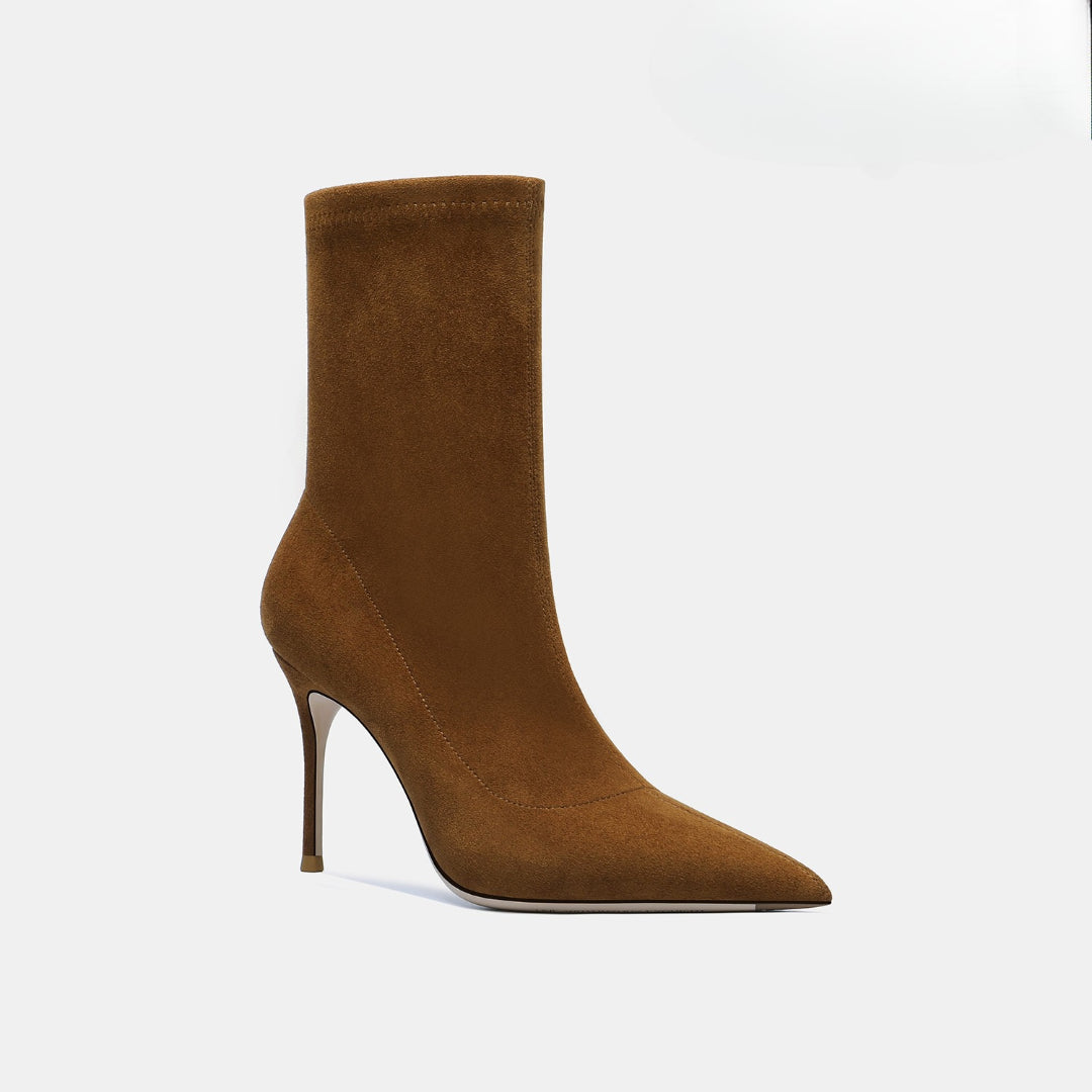Daisy Coffee Mid-Calf Leather Boots